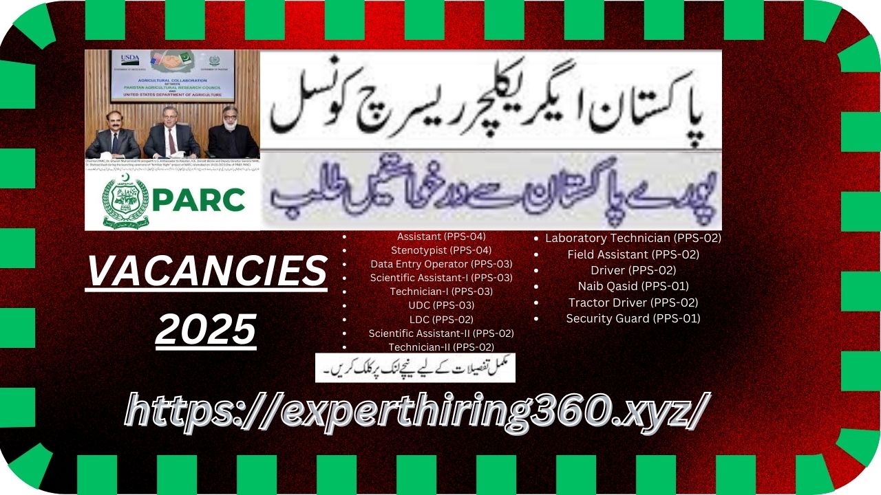 Latest PARC JOBS 2025 | The Pakistan Agricultural Research Council